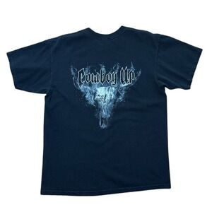 Vintage Y2K Cowboy Up Steer Skull Horse Western Rodeo Mullet Graphic T-shirt